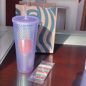 Iridescent Starbucks tumbler and air freshener